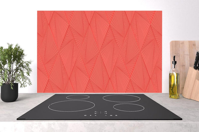 Spritzschutz - Lebendiger Korallenrot Geometrisches Muster