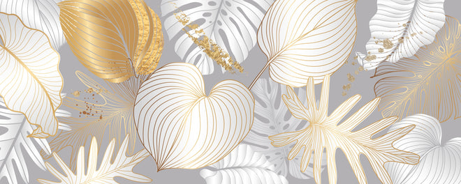 Spritzschutz - Luxuriöses Gold-Grau-Blatt-Muster