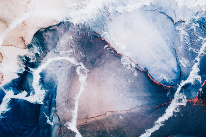 Spritzschutz - Marmor Textur in Blau mit Sandwellen