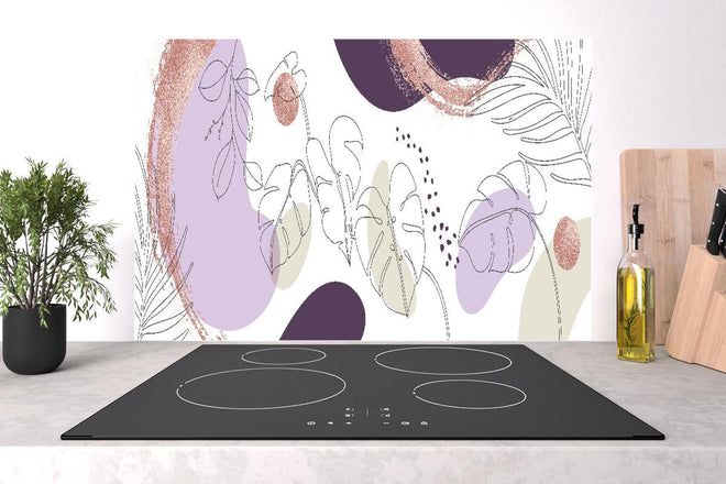 Spritzschutz - Moderne Abstrakte Kunst Violett Beige