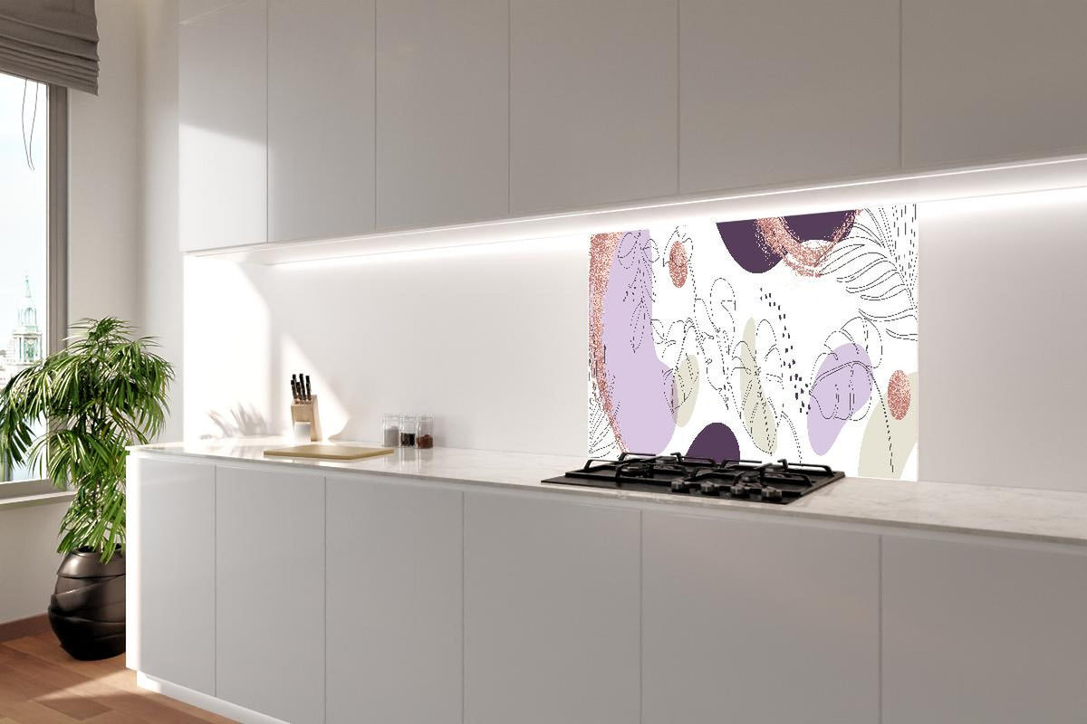 Spritzschutz - Moderne Abstrakte Kunst Violett Beige