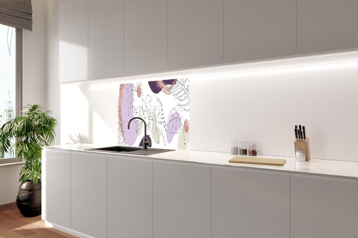 Spritzschutz - Moderne Abstrakte Kunst Violett Beige