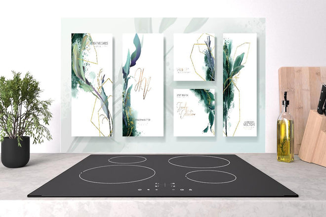 Spritzschutz - Moderne Abstrakte Kunst mit Goldakzenten