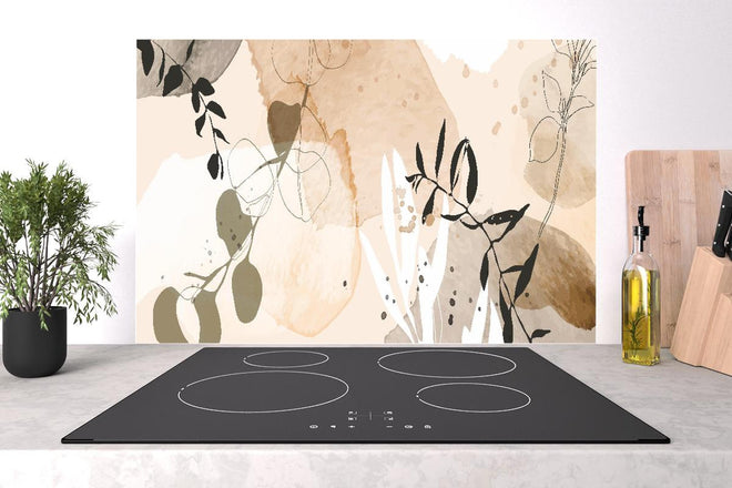 Spritzschutz - Moderne Beige-Braune Abstrakte Kunst