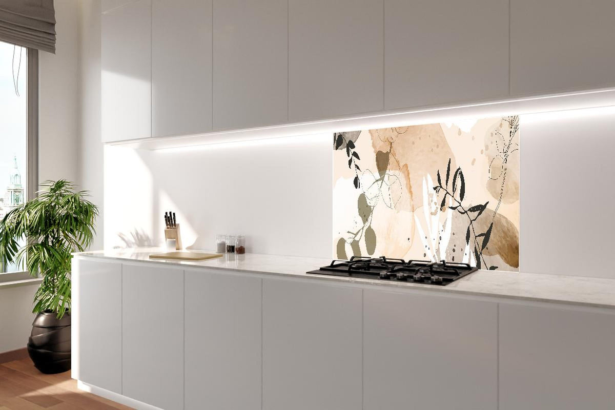 Spritzschutz - Moderne Beige-Braune Abstrakte Kunst