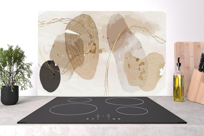 Spritzschutz - Moderne Beige-Braune Abstrakte Kunstformen