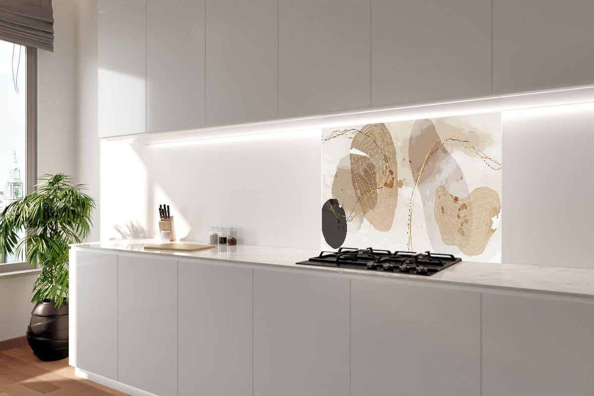 Spritzschutz - Moderne Beige-Braune Abstrakte Kunstformen