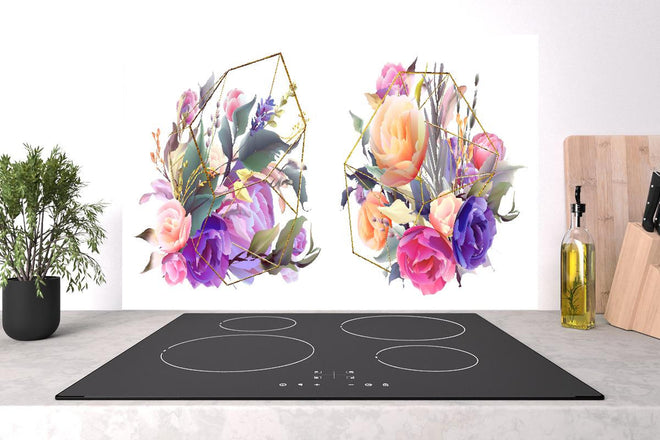 Spritzschutz - Moderne Blumenkunst mit geometrischem Stil