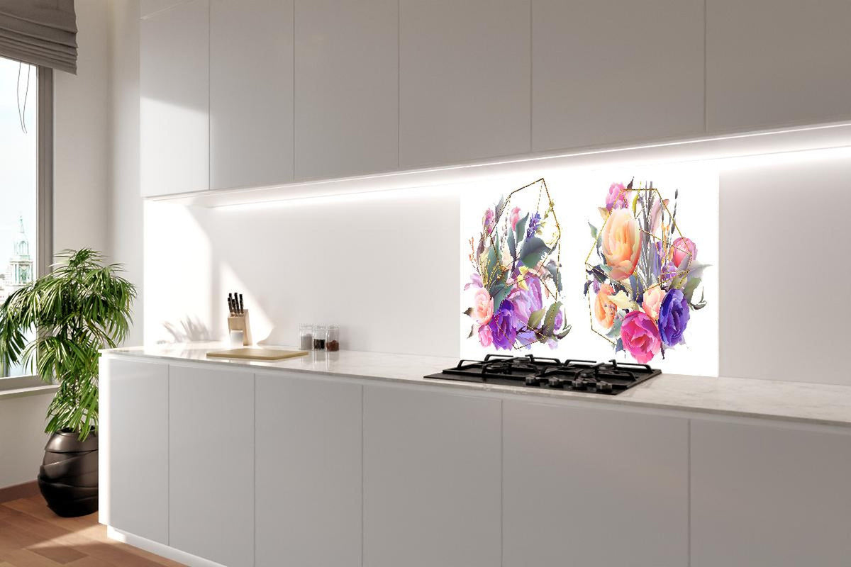 Spritzschutz - Moderne Blumenkunst mit geometrischem Stil