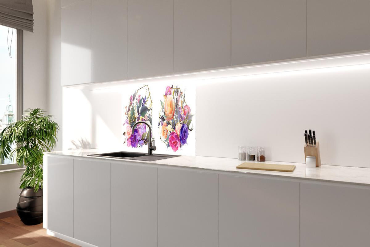 Spritzschutz - Moderne Blumenkunst mit geometrischem Stil
