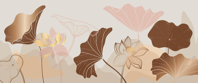 Spritzschutz - Moderne Floral Art in Beige und Braun