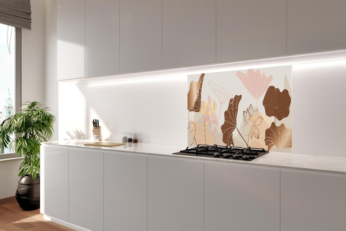 Spritzschutz - Moderne Floral Art in Beige und Braun