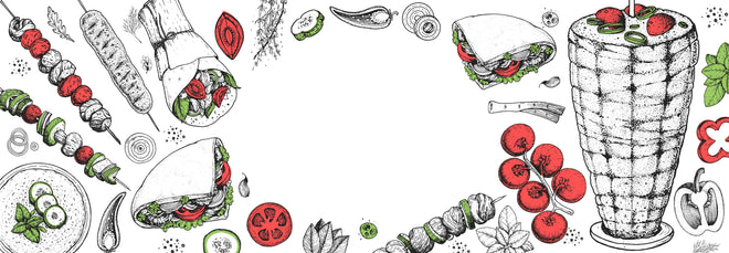 Spritzschutz - Moderne Küchen-Kunst Schwarz-Weiß Zeichnung