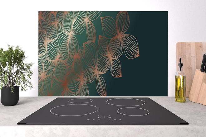 Spritzschutz - Moderne Lineart Blumen Illustration