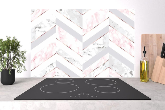 Spritzschutz - Moderne Rosa-Weiße Marmortextur