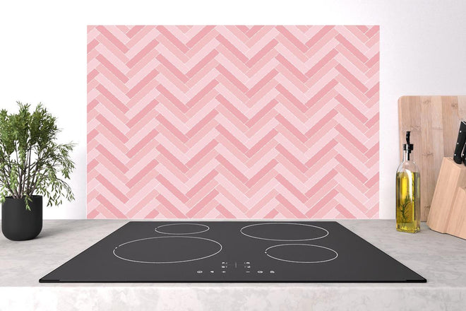 Spritzschutz - Moderne Tapete in Rosatönen mit Zickzack-Muster