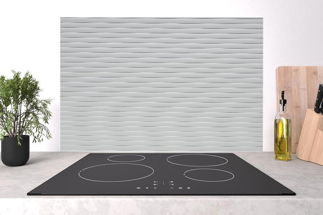 Spritzschutz - Moderne Weiß-Graue Lamellen Wandverkleidung