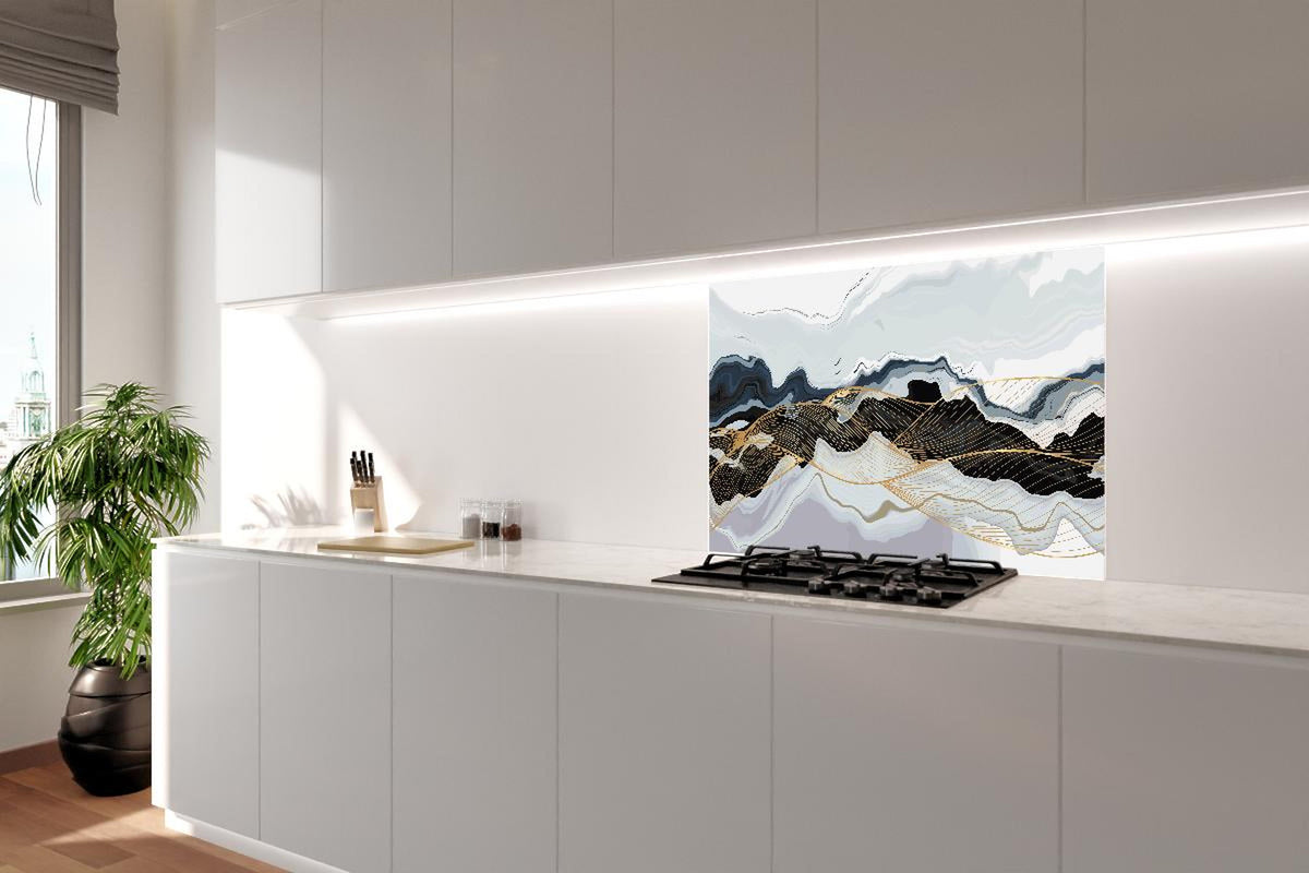 Spritzschutz - Moderne abstrakte Linienkunst in Erdtönen