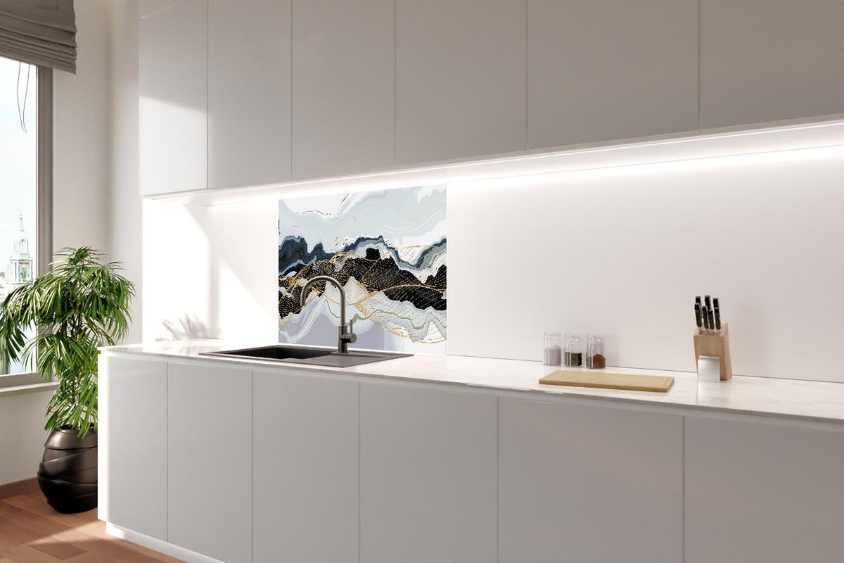 Spritzschutz - Moderne abstrakte Linienkunst in Erdtönen