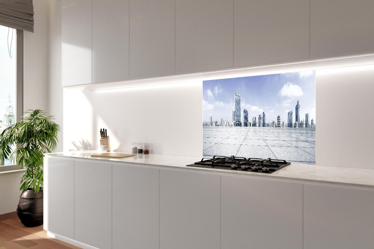 Spritzschutz - Moderner Skyline und Gebäuden