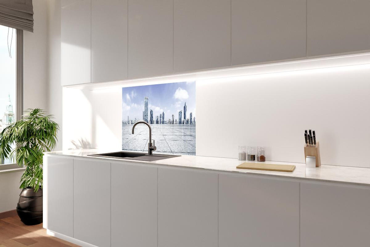 Spritzschutz - Moderner Skyline und Gebäuden