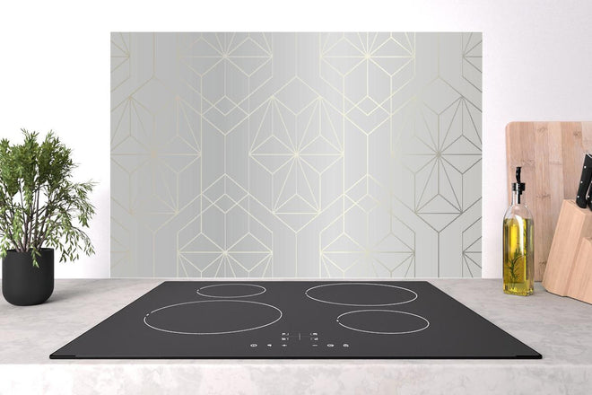 Spritzschutz - Modernes Design Muster in Weiß und Grau