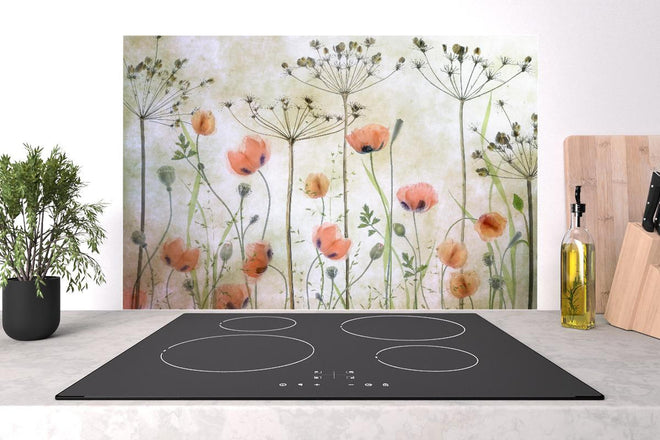 Spritzschutz - Mohnblumen - Florale Zeichnung