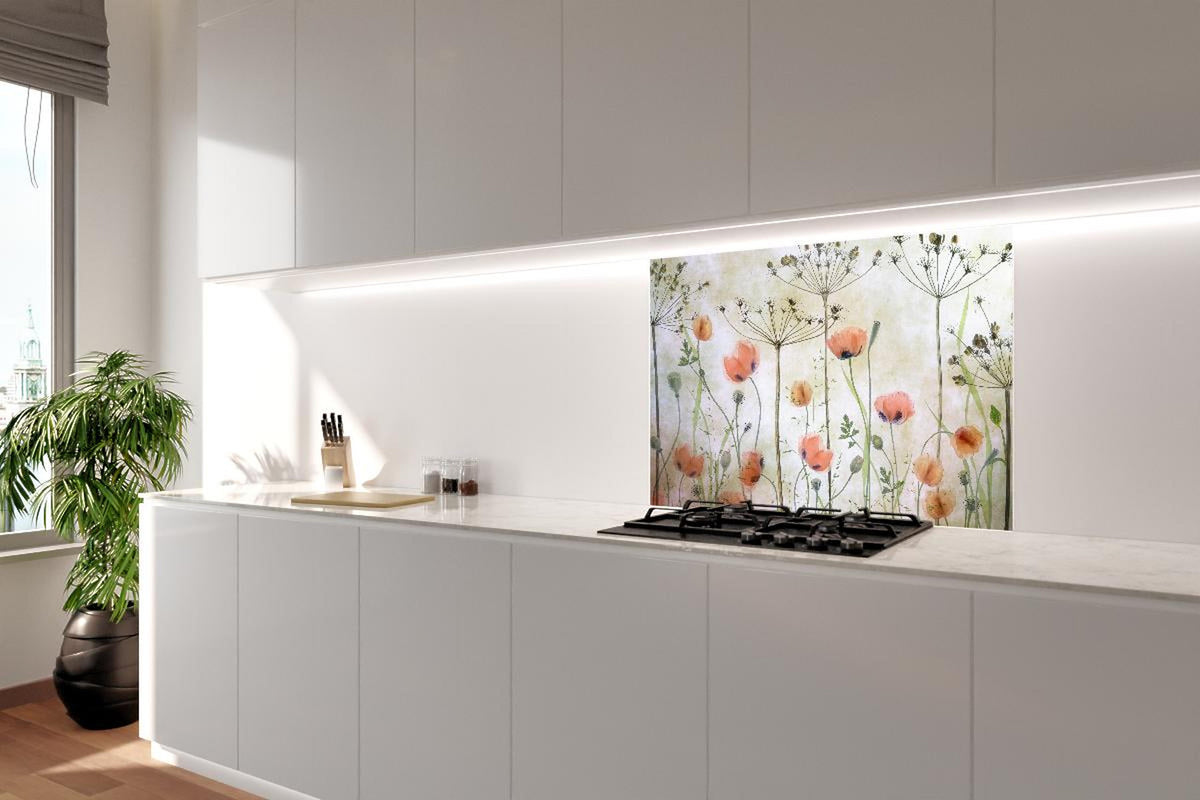 Spritzschutz - Mohnblumen - Florale Zeichnung