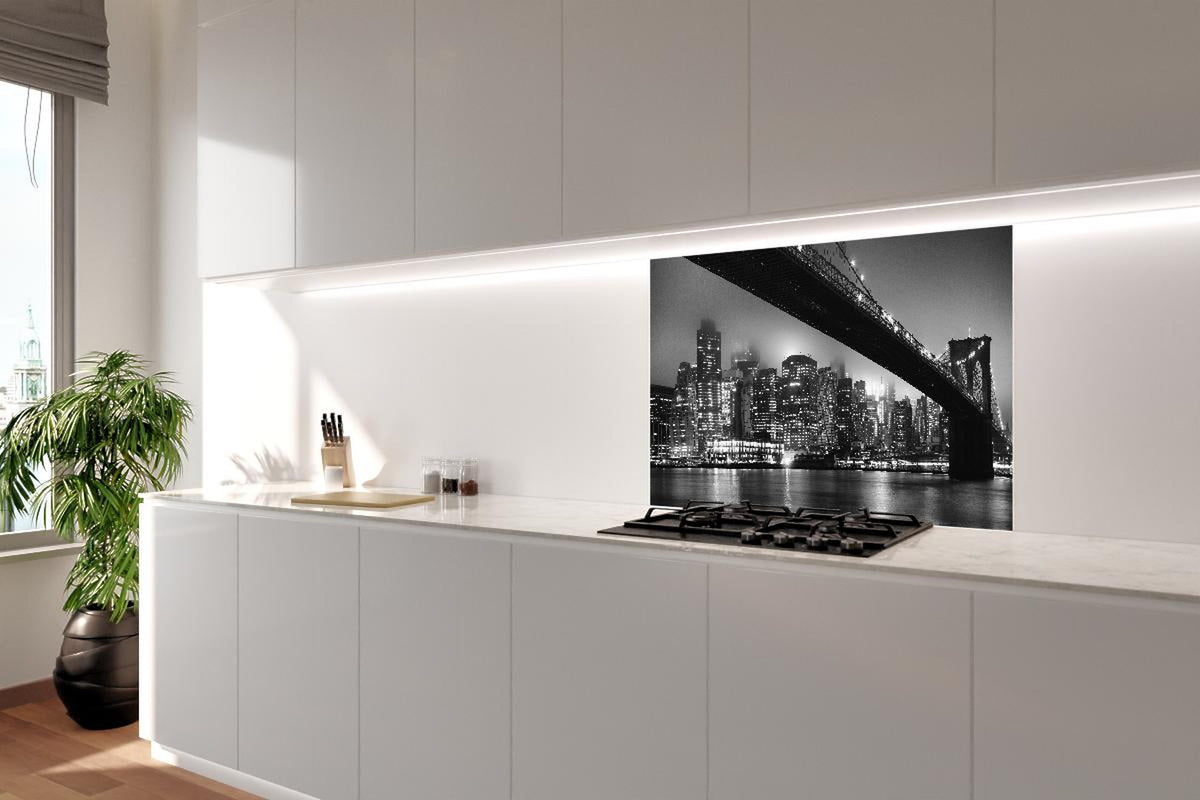 Spritzschutz - Monochrome Nachtansicht Stadt Skyline