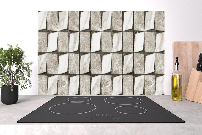 Spritzschutz - Mosaik Fliesenmuster in Weiß und Grau