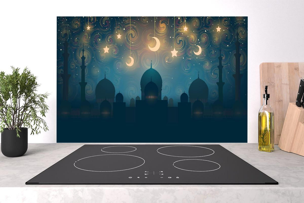Spritzschutz - Mystische Moschee Silhouette bei Sternennacht