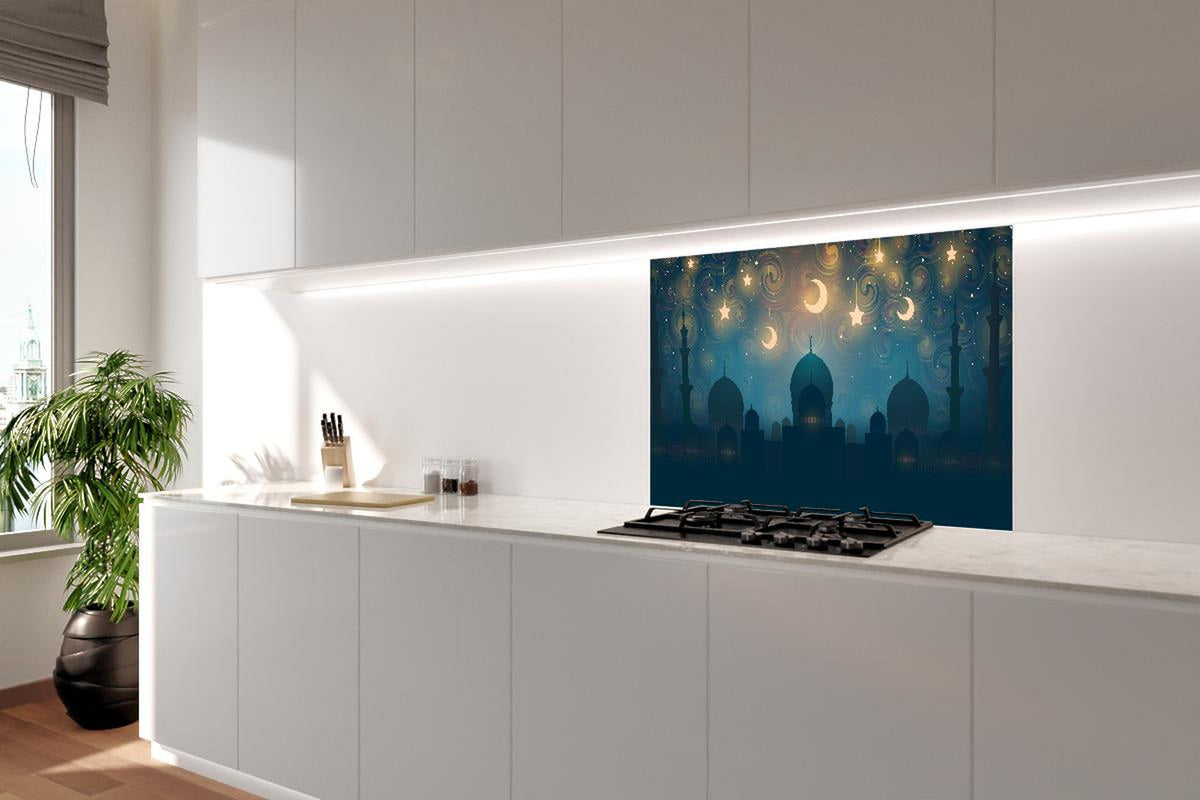 Spritzschutz - Mystische Moschee Silhouette bei Sternennacht