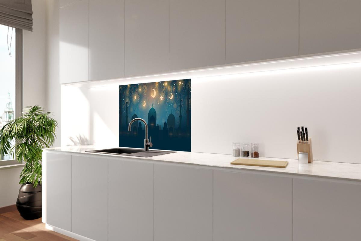 Spritzschutz - Mystische Moschee Silhouette bei Sternennacht