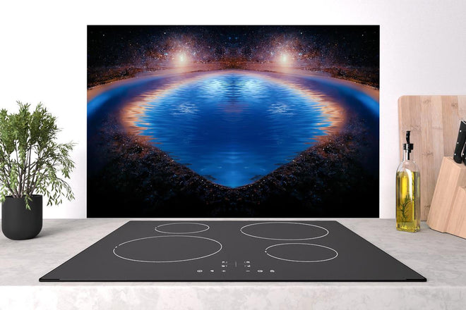 Spritzschutz - Nächtliche Fantasielandschaft