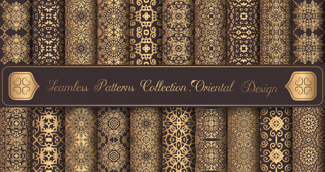 Spritzschutz - Nahtlose Muster mit goldenen Ornamenten