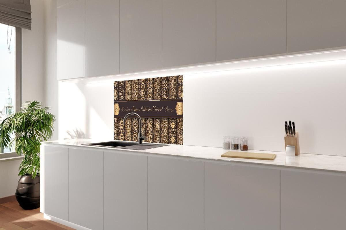 Spritzschutz - Nahtlose Muster mit goldenen Ornamenten