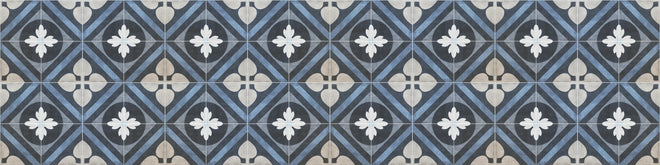 Spritzschutz - Nahtlose blau weiße vintage Fliesen