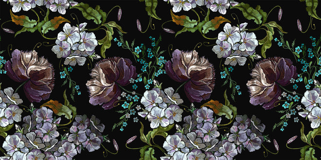 Spritzschutz - Nahtloses Blumenmuster in Violett und Weiß