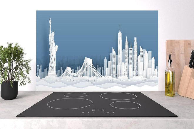 Spritzschutz - New York City Skyline Papercut Illustration