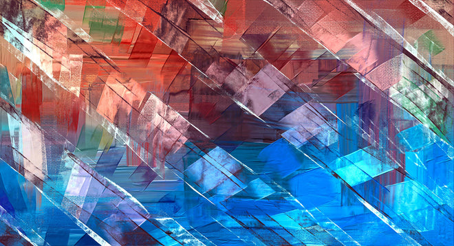 Spritzschutz - Ölmalerei Kunstwerk mit Textur in Burgunder Blau Braun