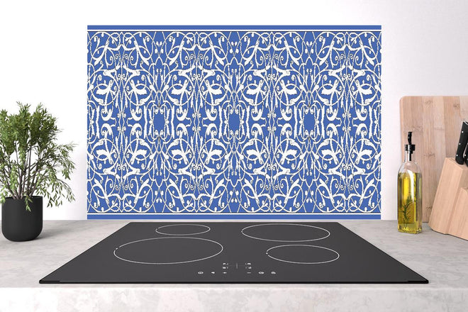 Spritzschutz - Orientalisches Blau-weiß Designmuster