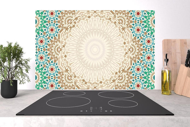 Spritzschutz - Ornamentales Mandala-Muster in Beige