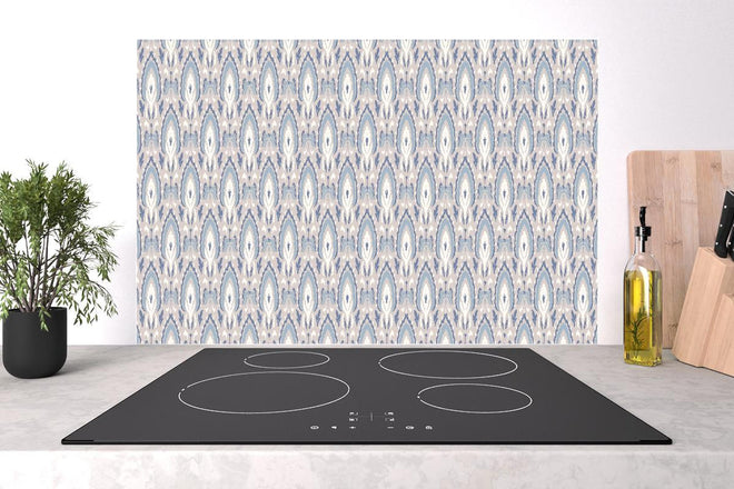 Spritzschutz - Ornamentales Weiß-Blau Damask Muster