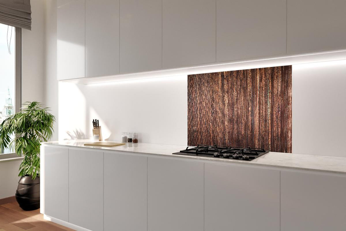 Spritzschutz - Panoramahintergrund aus vertikalen schmalen Holzplatten