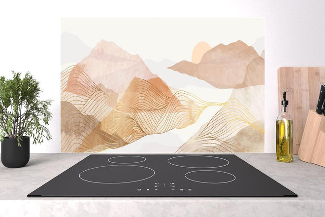 Spritzschutz - Pastell Berge und Linien Kunstwerk