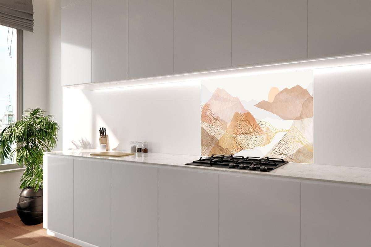 Spritzschutz - Pastell Berge und Linien Kunstwerk