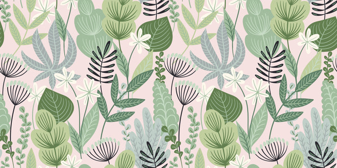 Spritzschutz - Pastell Pflanzen- und Blumenmuster Tapete