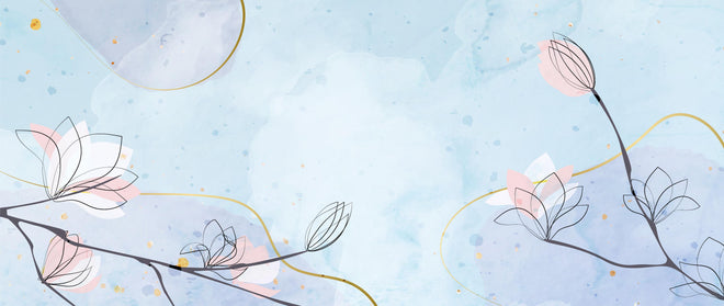 Spritzschutz - Pastellfarbenes Blumendesign auf Aquarellhintergrund