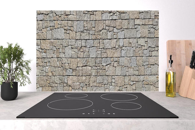 Spritzschutz - Robuste beige Natursteinmauertextur