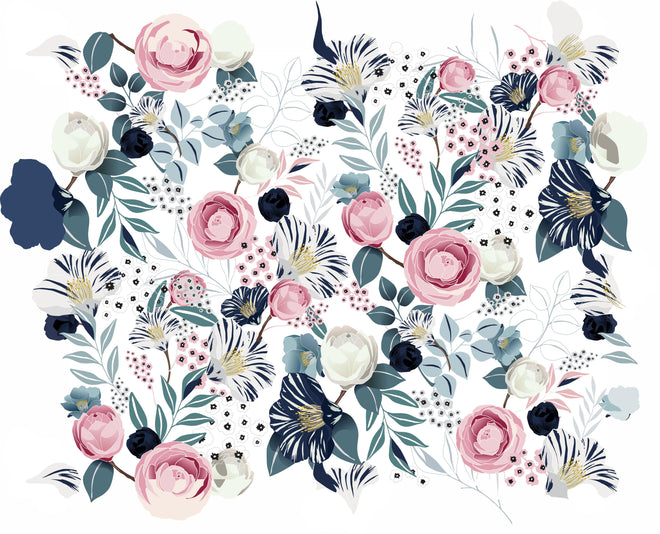 Spritzschutz - Romantisches Blumenmuster mit sanften Pastelltönen